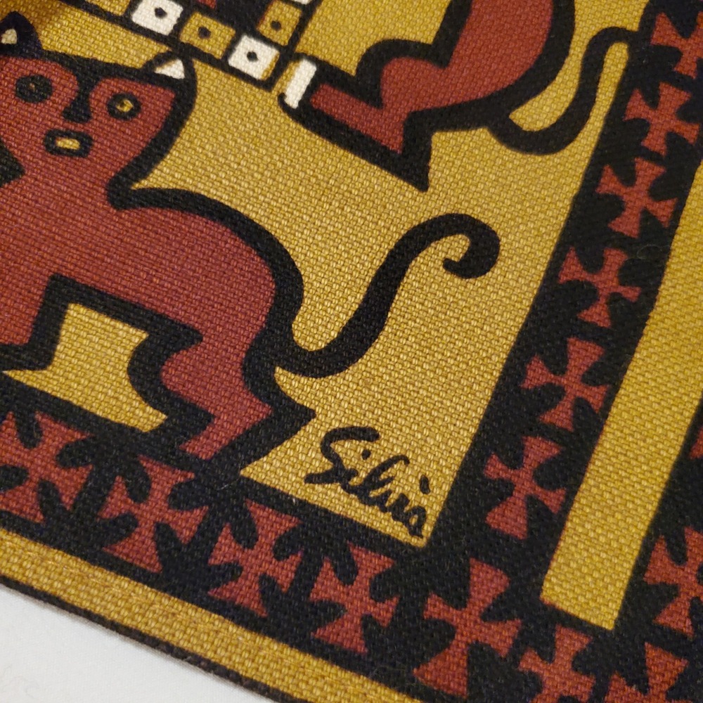 Silvia Peru Hand Painted Folk Art Placemats Set of 4 Nazca Inca Tribal Textile